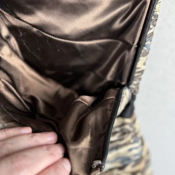 Vintage Y2K Cache BodyCon Sz 2  Animal Print Sheath Dress Halter Sexy Ruched - Picture 7 of 8